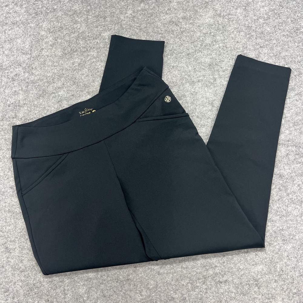 Lilly Pulitzer Luxletic UPF 50 Corso Pants Womens 4 Black Ankle Leggings 002623